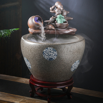 Jingdezhen ceramic fish tank living room office floor household circulating water courtyard outdoor old-fashioned large water tank