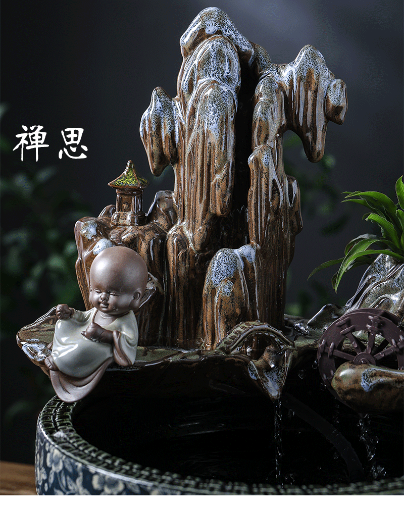 Jingdezhen ceramic aquarium desktop furnishing articles sitting room creative small rockery fountain water automatic cycle humidifier