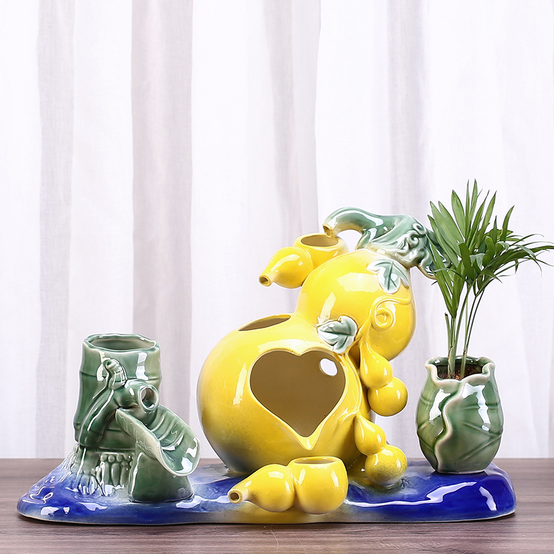 Ceramic furnishing articles - oxygen tank water filter waterfall collocation of household decoration from the loop filter landscape
