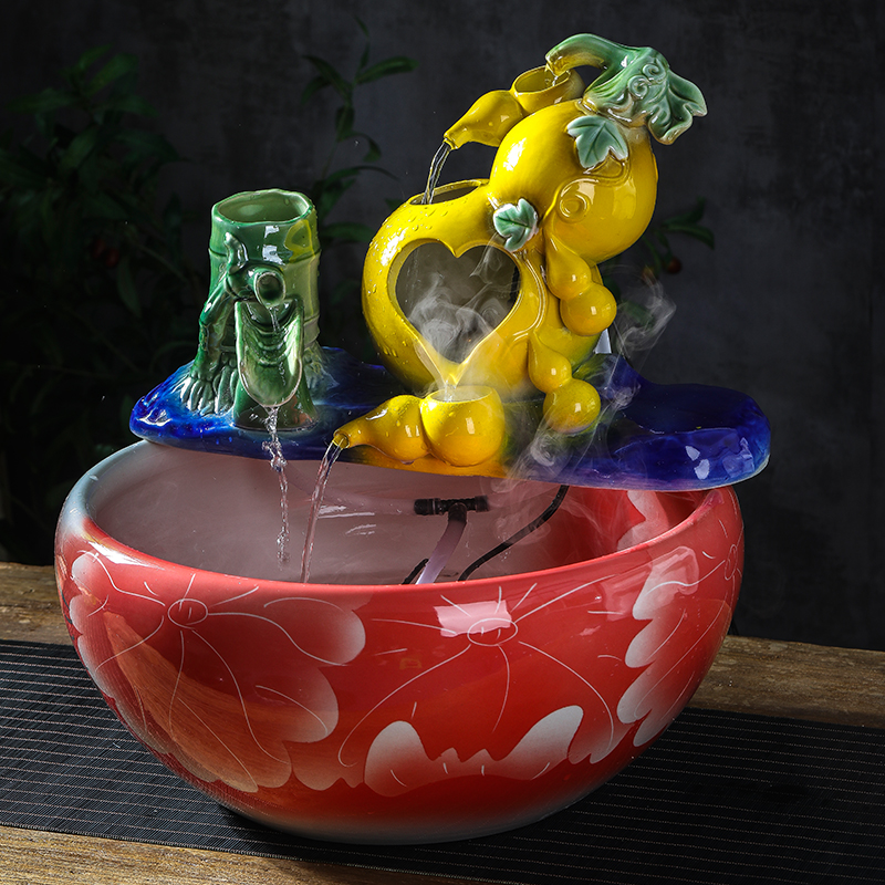 Creative ceramic aquarium water circulating water home sitting room small landscape desktop furnishing articles goldfish bowl water