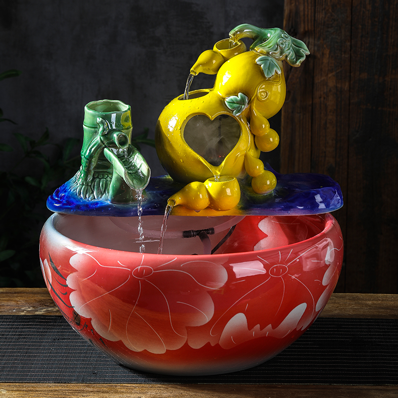 Creative ceramic aquarium water circulating water home sitting room small landscape desktop furnishing articles goldfish bowl water