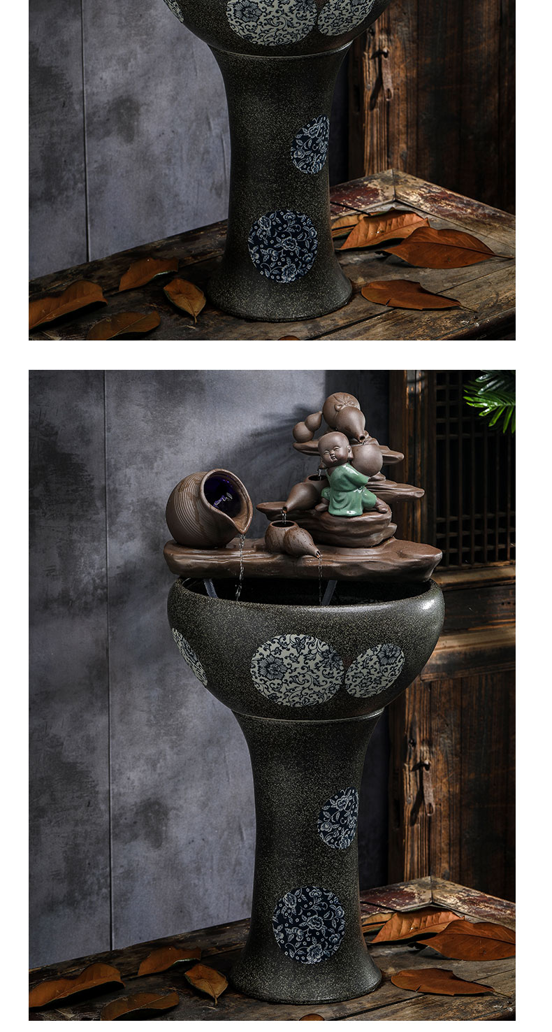 Jingdezhen ceramic aquarium filter pillar landing circular large home sitting room a goldfish bowl landscape fish bowl