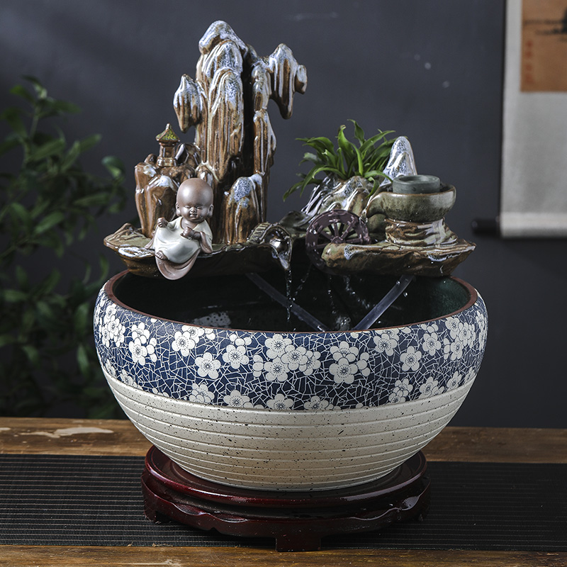 Jingdezhen ceramic aquarium desktop furnishing articles sitting room creative small rockery fountain water automatic cycle humidifier