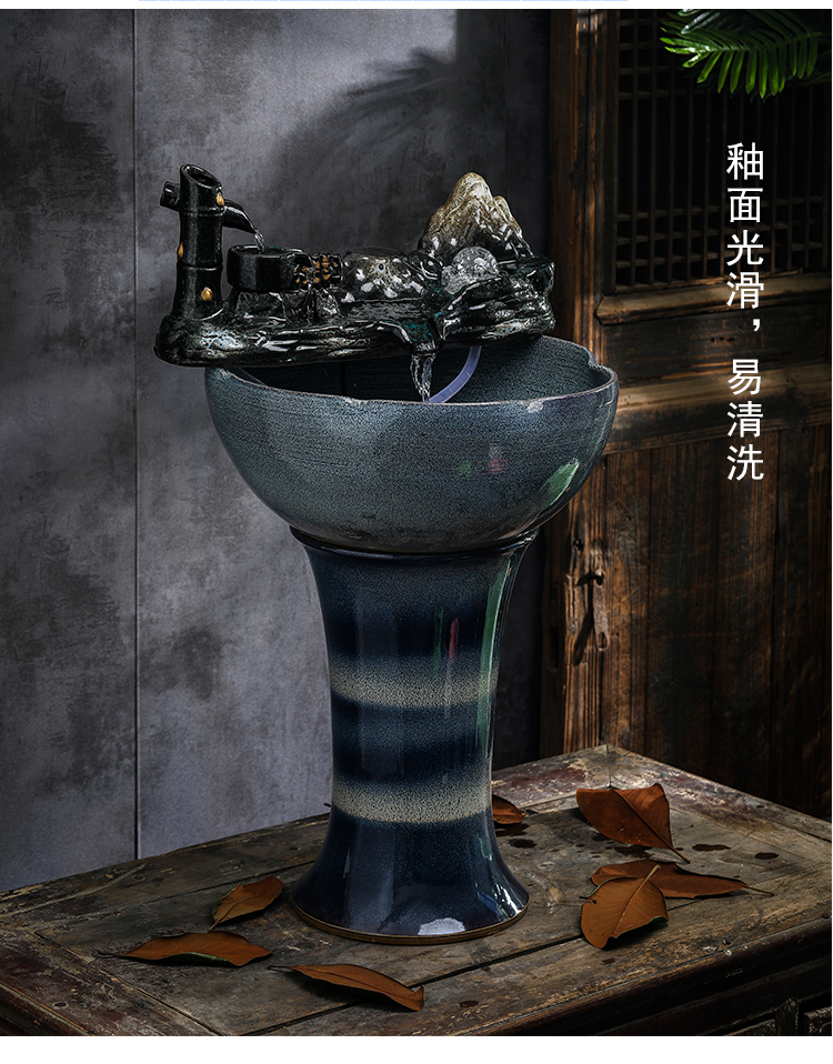 Ceramic water furnishing articles sitting room ground tank column type restoring ancient ways goldfish bowl automatic cycle feng shui wheel of fortune