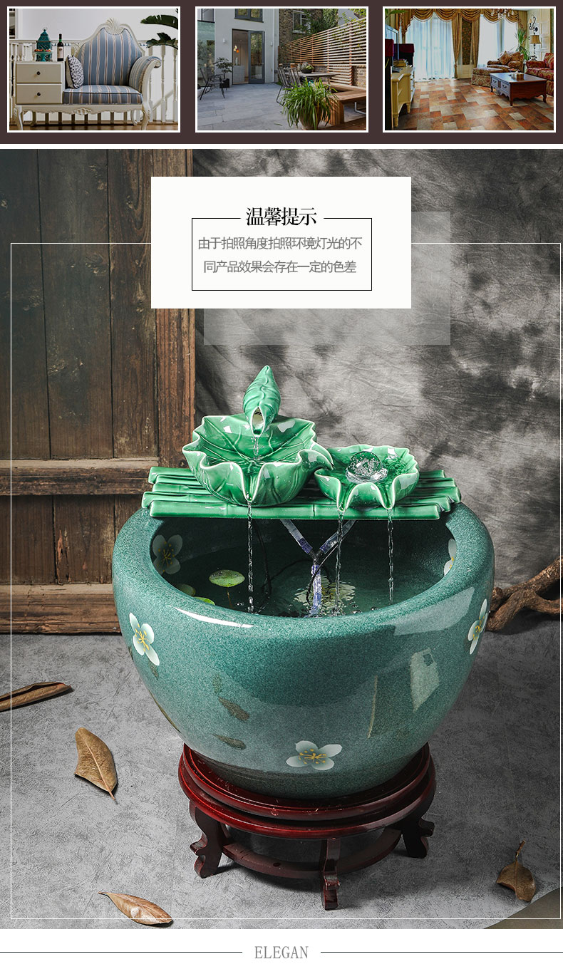 Circulating water sitting room aquarium courtyard balcony ceramic VAT fish basin ground water lily lotus aquarium restoring ancient ways