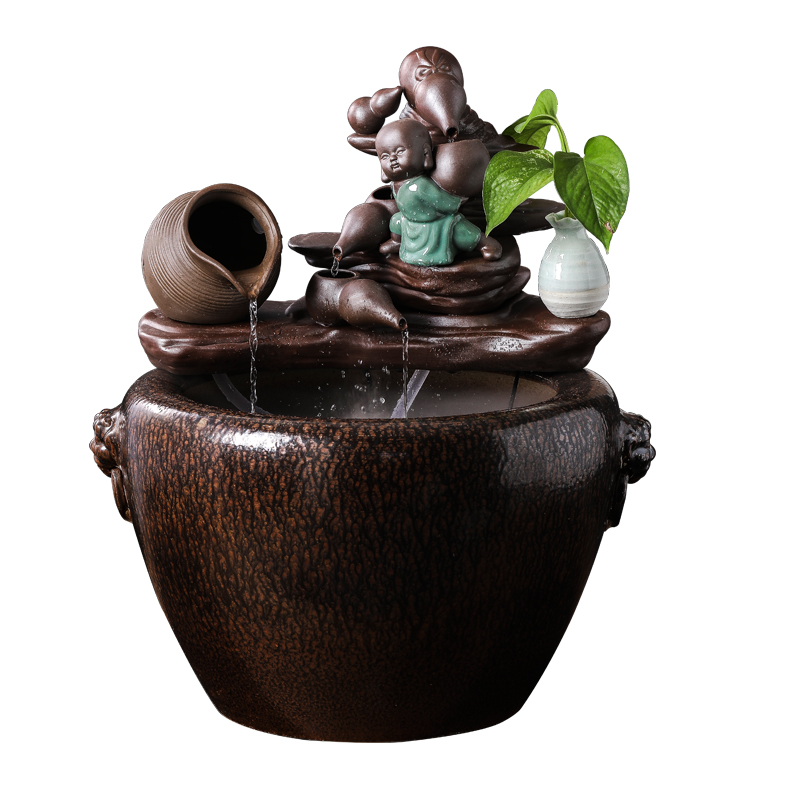 Jingdezhen ceramic furnishing articles circulating water home sitting room balcony large water tank water landing fish bowl