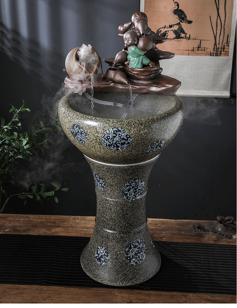 Jingdezhen ceramic built - in automatic filtering tank sitting room ground landscape large aquarium office a goldfish bowl