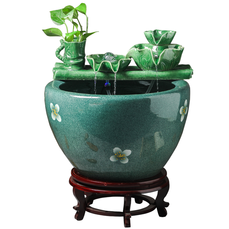 Circulating water sitting room aquarium courtyard balcony ceramic VAT fish basin ground water lily lotus aquarium restoring ancient ways