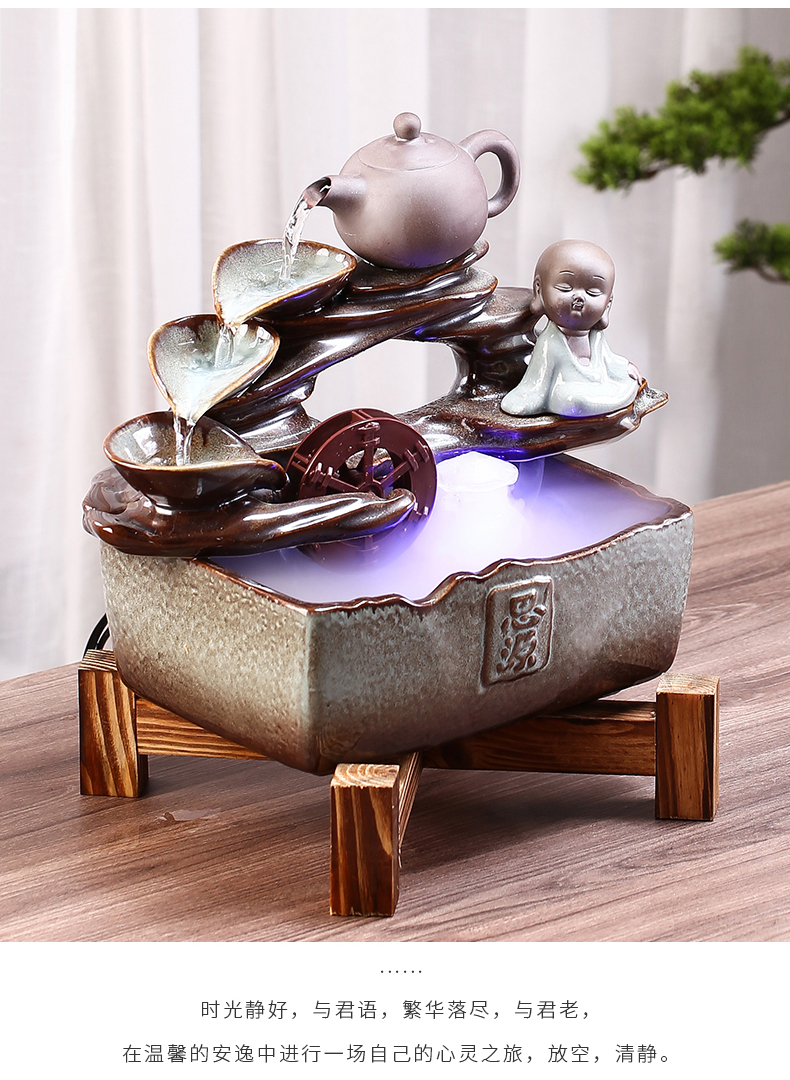 Ceramic circulating water zen home office desktop sitting room small goldfish bowl humidifying furnishing articles gifts