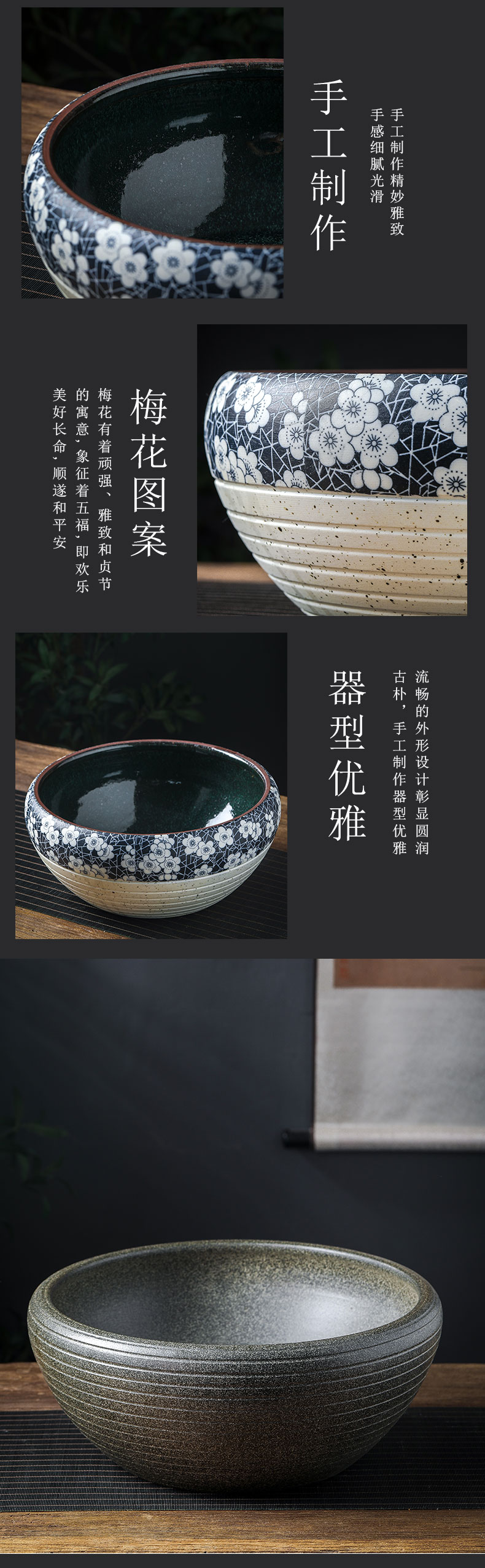 Ceramic aquarium sitting room small goldfish desktop office furnishing articles water lily lotus potted flower tortoise cylinder household to breed fish