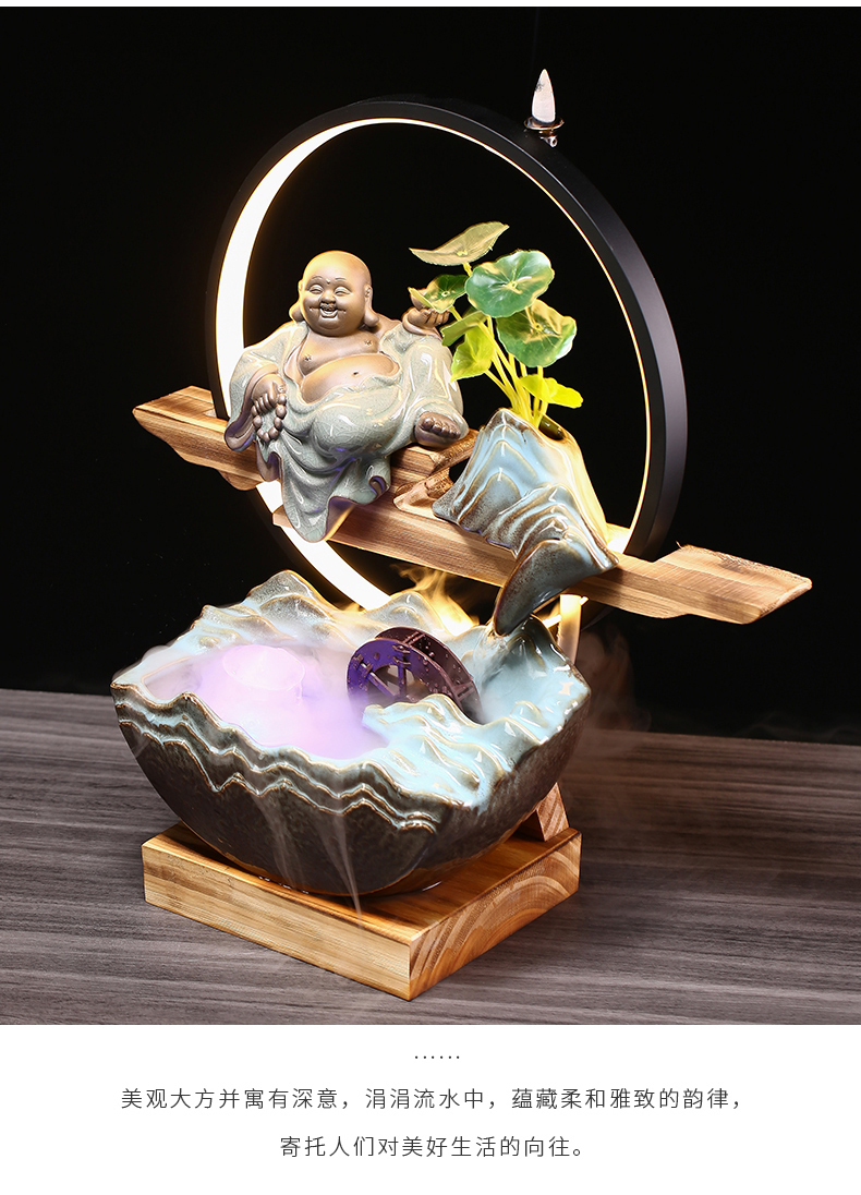 Creative fountain water machine ceramic furnishing articles feng shui plutus office desktop home sitting room porch opening gifts