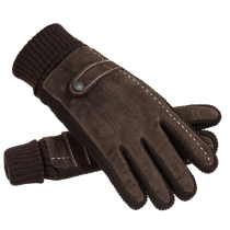 Leather gloves men winter plus velvet riding warm thick touch screen Korean winter outdoor cycling motorcycle cotton gloves