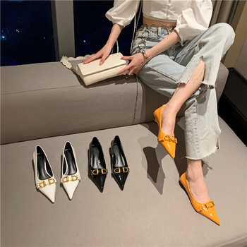 New european and american style fashionable metal buckle cat heel shoes New european and american style fashionable metal buckle cat heel shoes