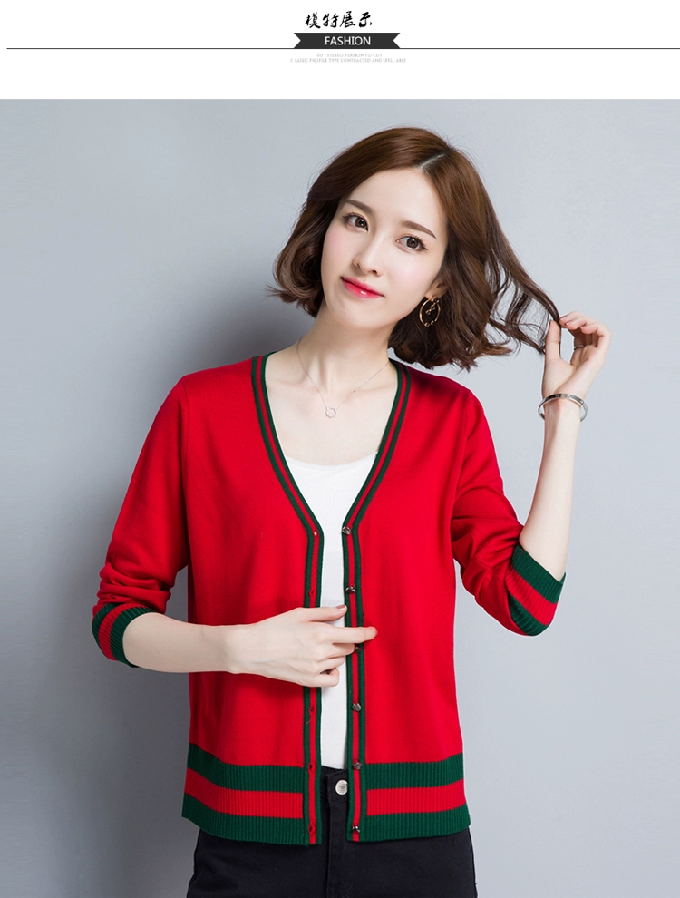 Vipshop Mùa thu Áo len dệt kim Áo len cardigan Áo khoác nữ ngắn cỡ lớn Khăn choàng chống nắng Áo khoác ngắn - Áo khoác ngắn