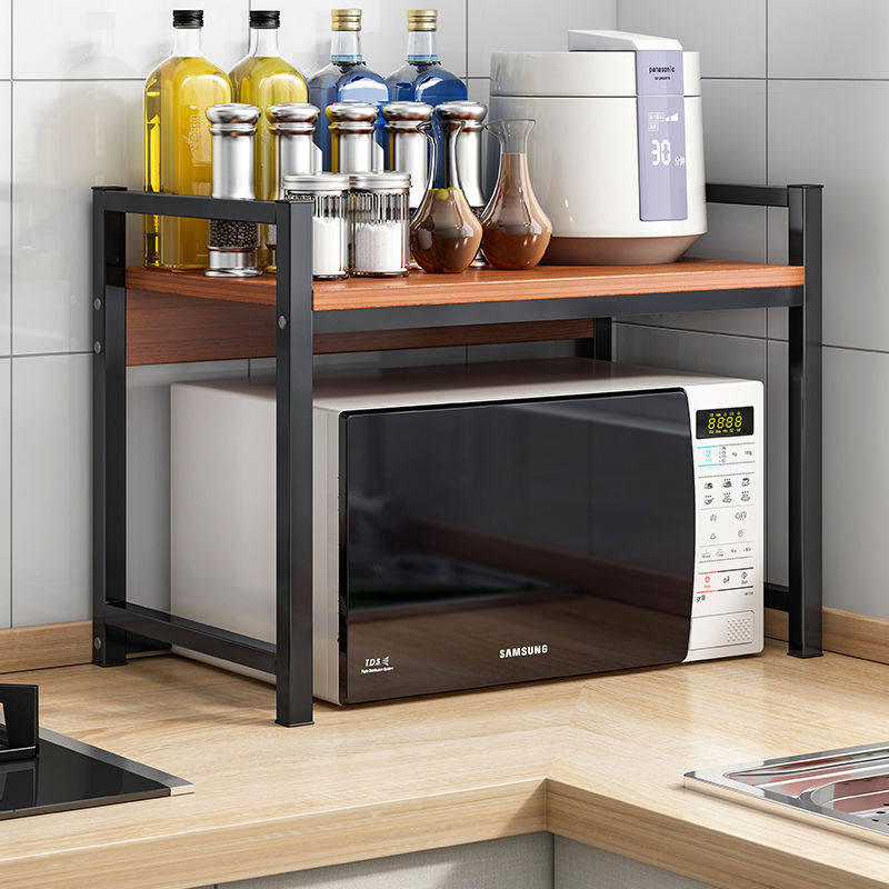 Kitchen shelving ground floor multilayer home seasoning containing layer rack surface double oven microwave oven rack shelving