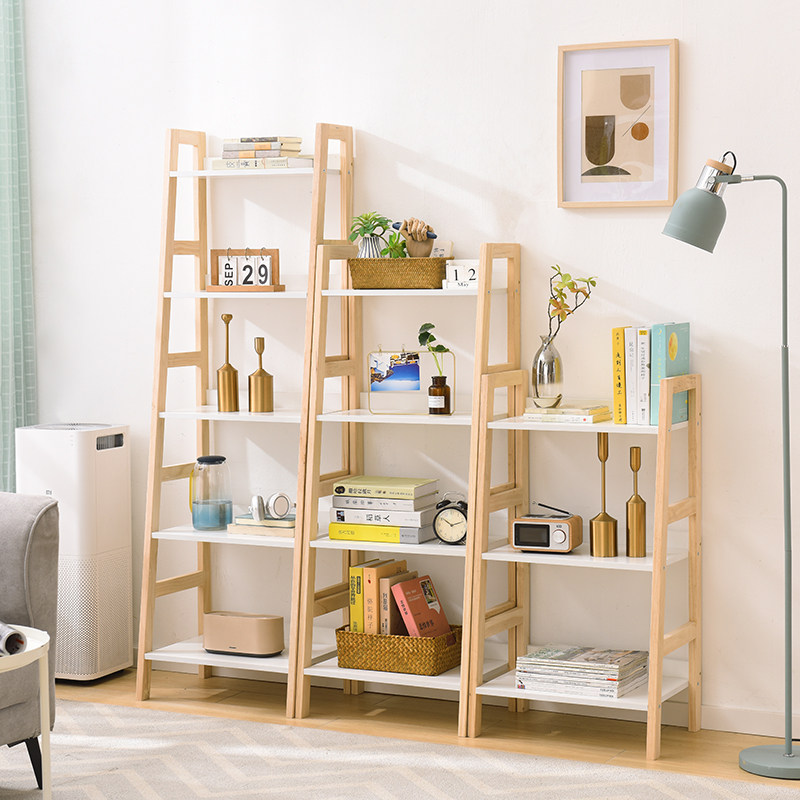 Trapezoidal Bookshelf Landing Brief Shelf Multilayer Living-room Shelf Combined Show Shelf Easy to incorporate Nordic bookcase-Taobao