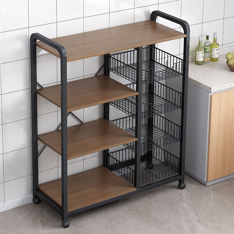Kitchen multi-functional shelves Floor-to-ceiling multi-level vegetable storage rack Pots and pans Oven Microwave Oven Vegetable Basket Storage Rack