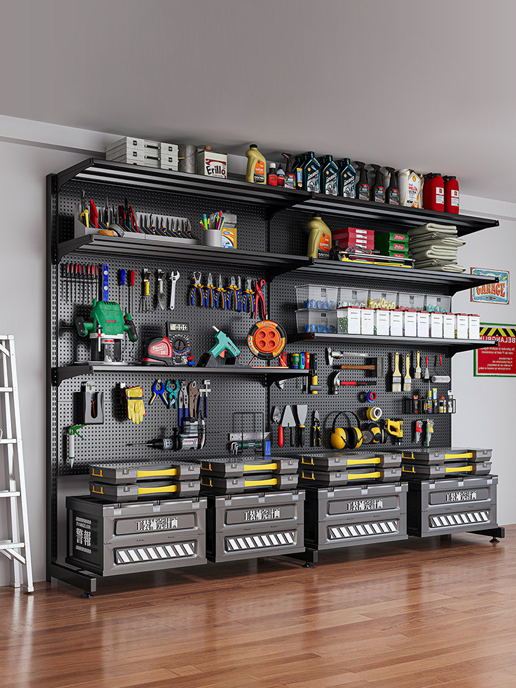 Hole board badminton sports equipment storage wall cycling camping wall board shelf storage rack floor-standing punch-free