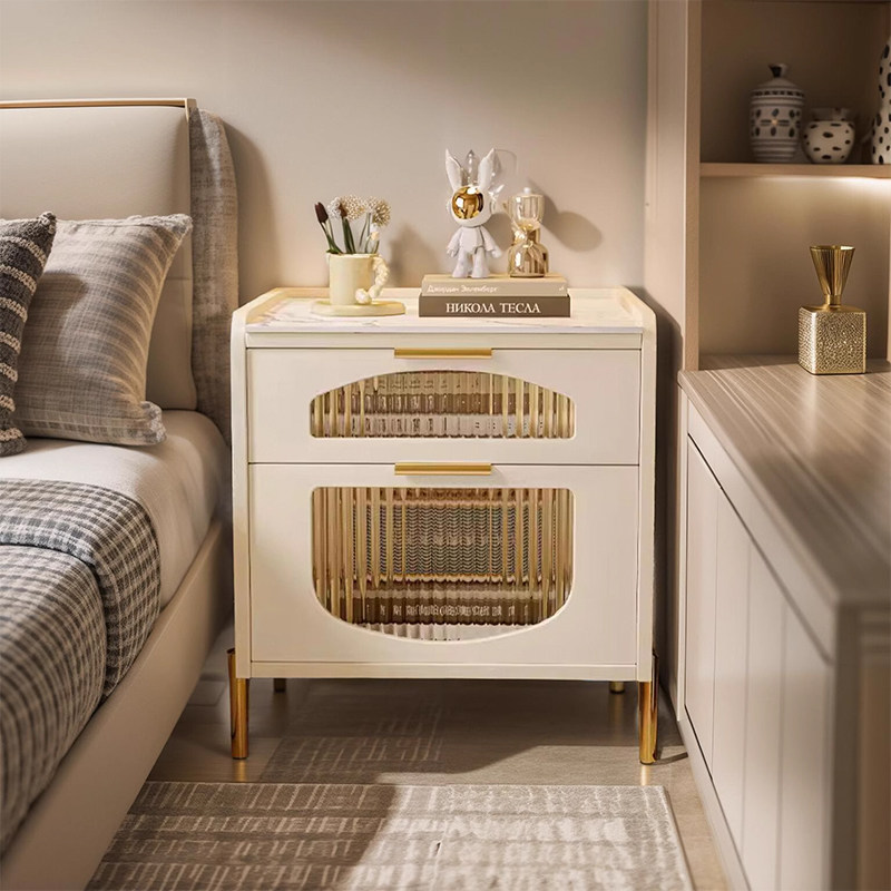 Cream Wind Bed Head Cabinet Smart Minima Modern Bedroom Bedside Small Containing Cabinet Light Luxury Superior Solid Wood Locker-Taobao