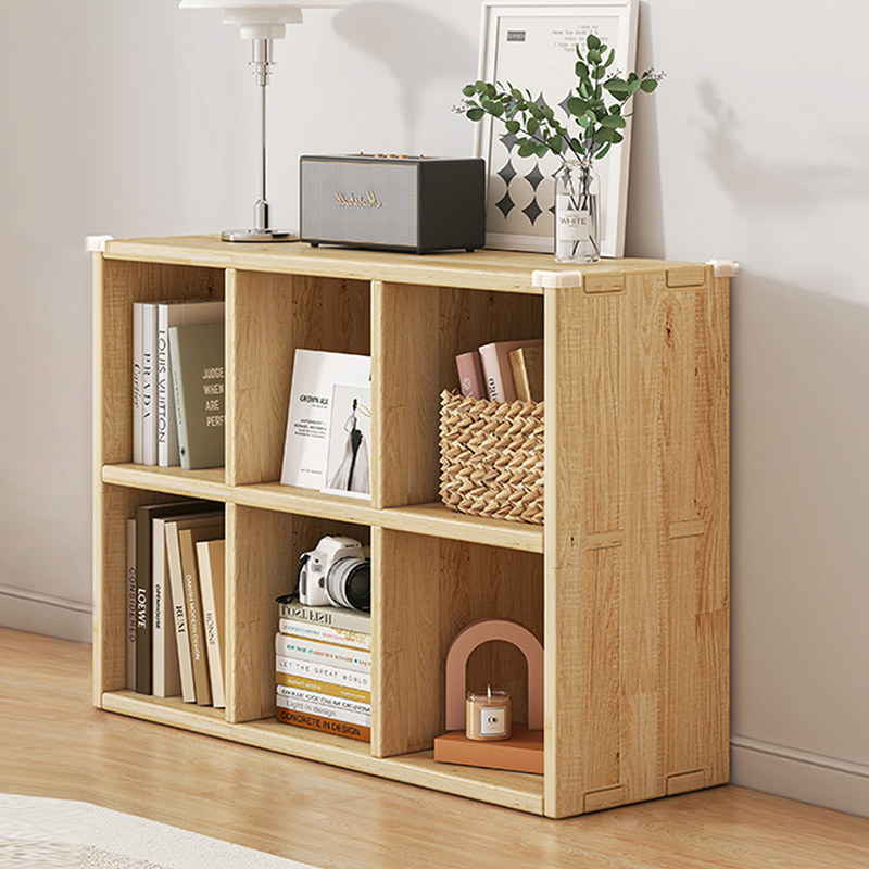 Solid Wood Bookshelf Plaid Cabinet Ground Floor Shelf Living Room Leaning Against Wall Corner Storage Home Multilayer Children Collection Bookcase-Taobao