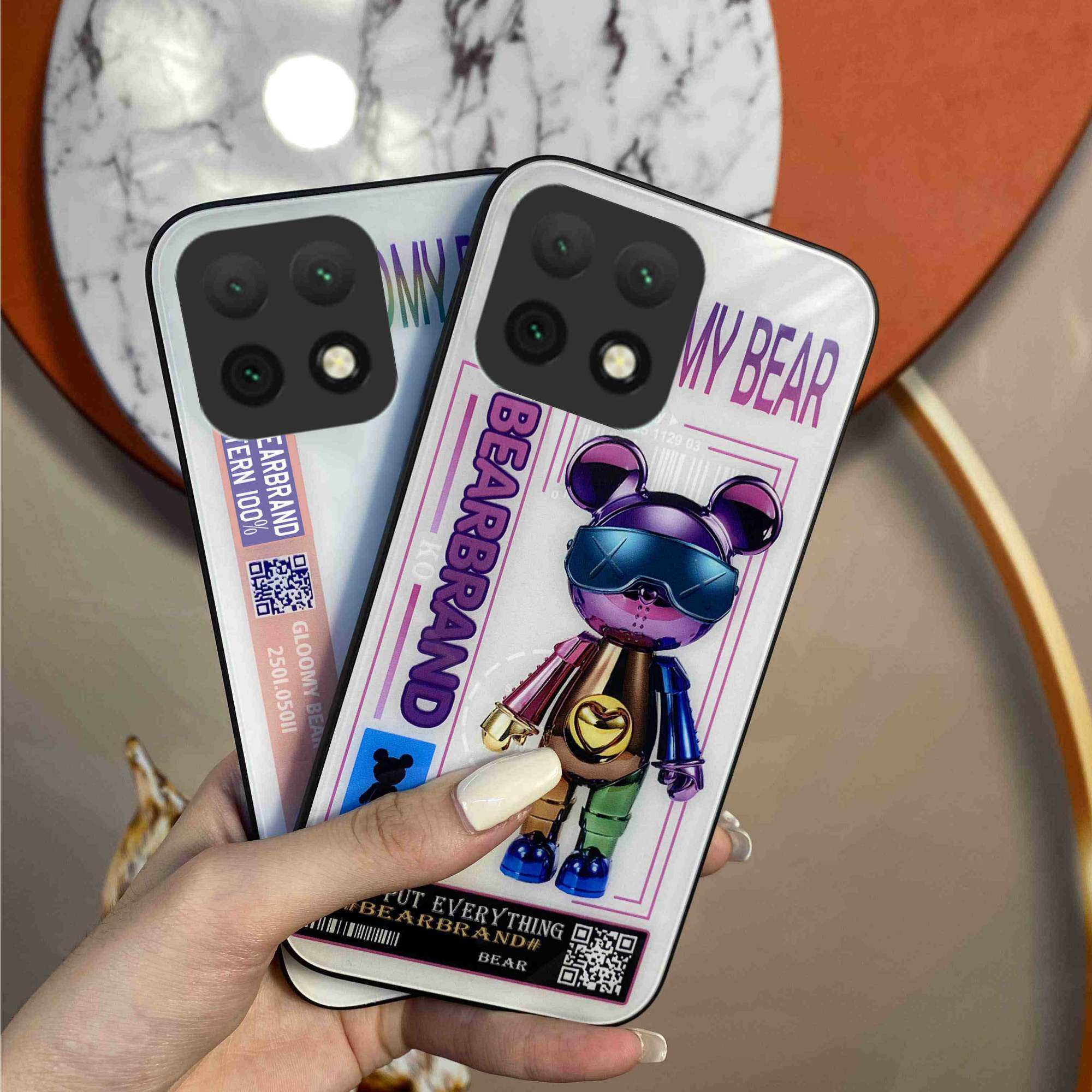 Tide brand bear for Huawei to enjoy Z mobile phone protection shell to enjoy 20pro personality 20plus male models to enjoy 20se silicone high-end ladies enjoy Z nightlight glass protective cover full pack anti-fall