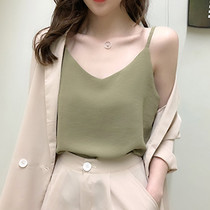 Sling small vest size loose belly cover the bottom wear summer thin chiffon wear sleeveless top fat mm