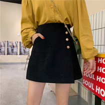 Large size hairy irregular short skirt women ins design sense Net red A- line dress autumn and winter fat mm crotch skirt slim