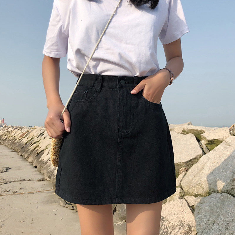 Large size denim skirt skirt skirt one step skirt short skirt women high waist a character 2021 new spring and summer fat mm students Korean version
