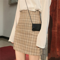 2021 autumn and winter large size plaid skirt winter with sweater plaid a-line skirt wild European station skirt