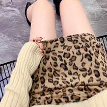 Large size BAO WEN wool skirt crotch skirt thin high waist fat sister a-line skirt Female one-step skirt Short fat mm
