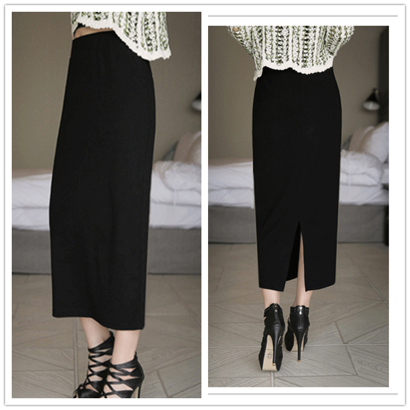 Suitable for hip thigh thick skirt working skirt woman one step skirt elastic bag hip skirt in long version Fat mm half body dress