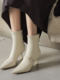 2025 autumn and winter new style pointed toe stiletto white short boots fashionable and versatile high heels elastic slim boots socks boots women's boots
