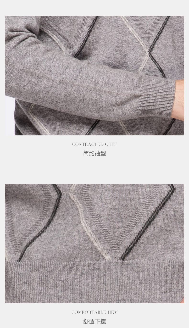 St. Xuerong 2018 mùa thu và mùa đông áo len cashmere mới tinh khiết nam cổ cao nửa vòng cổ áo len đính kim cương - Áo len Cashmere áo khoác thể thao nam