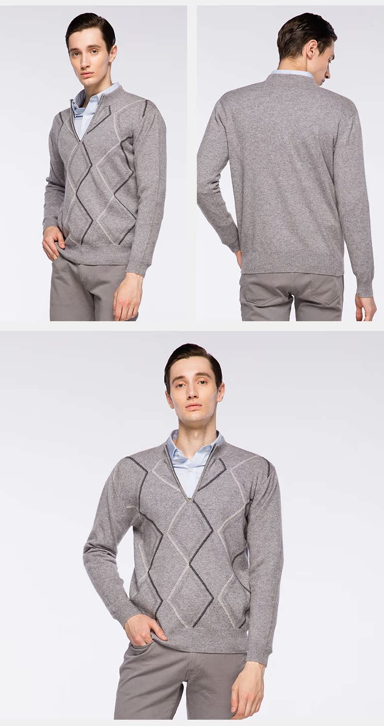 St. Xuerong 2018 mùa thu và mùa đông áo len cashmere mới tinh khiết nam cổ cao nửa vòng cổ áo len đính kim cương - Áo len Cashmere áo khoác thể thao nam
