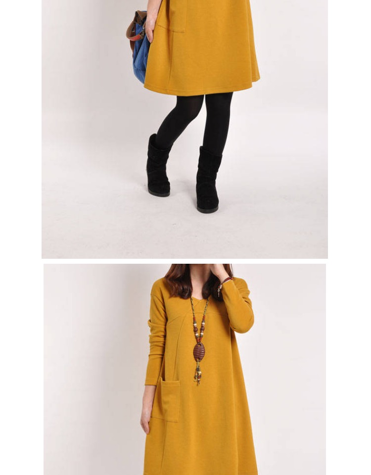 Phiên bản Hàn Quốc của bà bầu mùa thu chất béo MM đầm cotton dài tay bà bầu áo sơ mi dài đoạn rộng váy đáy cỡ lớn áo khoác bầu