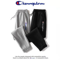 Couple's embroidered sweatpants for men and women, all-match small leg pants, solid color pockets