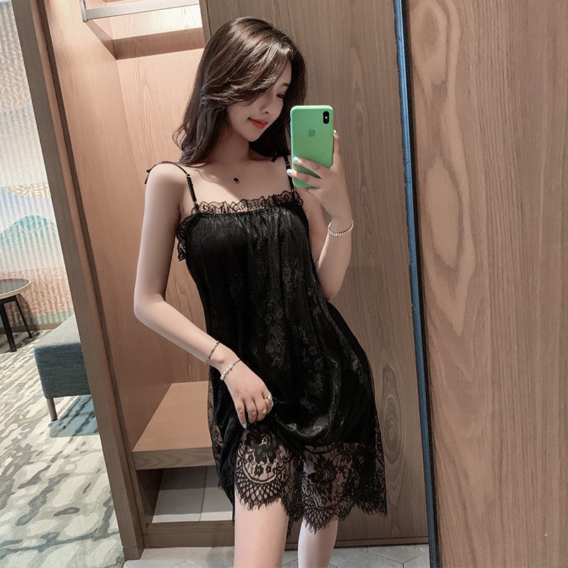 Lace Nightgown for Women, Ice Silk, Short and Thin, French Style, Sexy and Charming, Lace Pajamas for Women, Summer Boyfriend Loungewear Lace Nightgown for Women, Ice Silk, Short and Thin, French Style, Sexy and Charming, Lace Pajamas for Women, Summer Boyfriend Loungewear