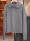 French simple style gray lapel sweater for women 2025 autumn and winter new fashion age-reducing loose sweater cardigan