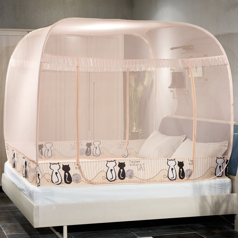 Free installation of yurt mosquito net square top 1 8m encrypted three-door 1 2 1 5 2 0 bed double household zipper