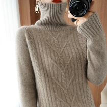 2021 autumn and winter New cashmere sweater women solid color turtleneck sweater pullover loose thick lazy knit base shirt