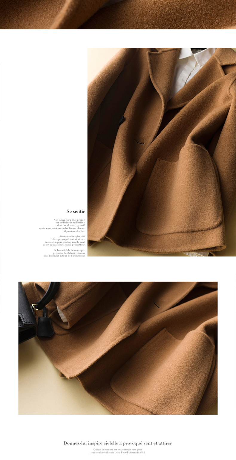 Tây Tạng nguồn hươu hai mặt áo cashmere nữ mùa thu và mùa đông ngắn áo len kích thước lớn phiên bản Hàn Quốc của cổ áo phù hợp với hai mặt áo khoác dài hàn quốc