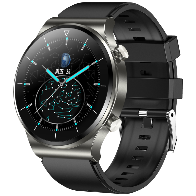 PHANTOM BLACK + Black Silica Gel [Bluetooth Call + Music Playback + Heart Rate And Blood Pressure + Blood Oxygen + Real Time Weather]Huawei mobile phone currency Connectable phone intelligence Wrist watch multi-function Bluetooth Bracelet conversation healthy measure blood pressure heart rate motion astronaut Electronic watch male For Apple millet mobile phone