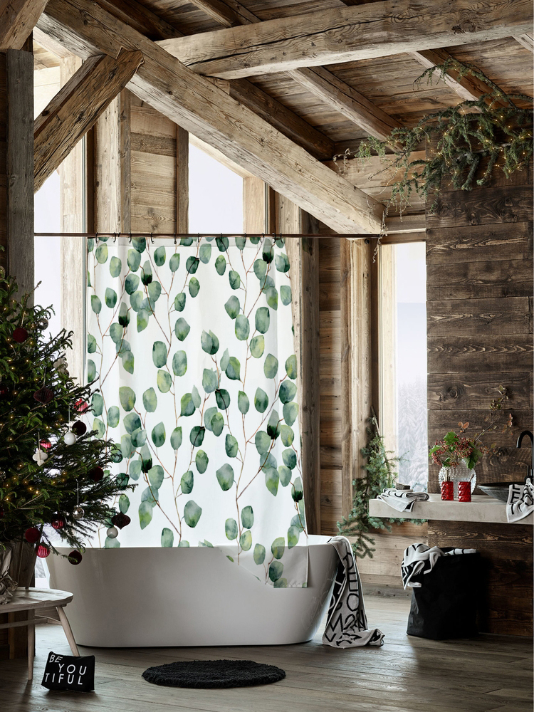 Nordic creative waterproof shower curtain thickened mildew powder room shower hanging curtain Bath interval curtain cloth bathroom curtain