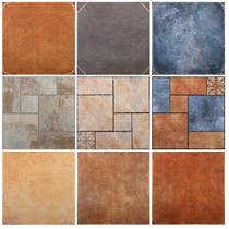 American country right angle antique brick 500 solid color living room dining floor tiles pastoral retro non-slip wear-resistant tiles