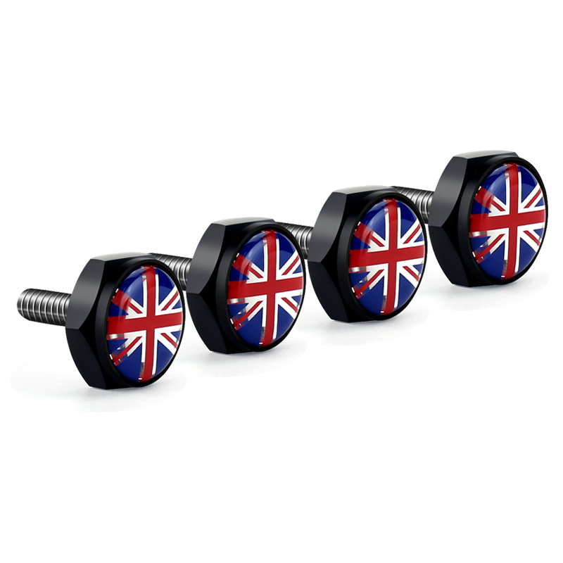 Mini Modified British Union Jack Flag Car Emblem License Plate Holder Universal for Cars and Motorcycles