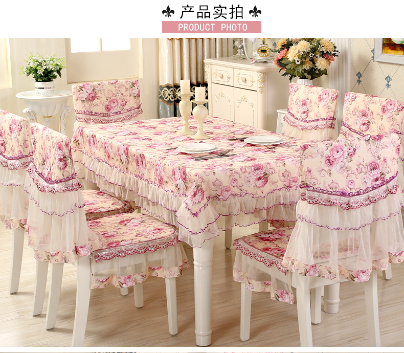 Bàn cà phê khăn trải bàn vải châu Âu Bàn vải bọc ghế đệm đặt ghế bao gồm ghế ăn bìa hộ gia đình khăn trải bàn hàn quốc