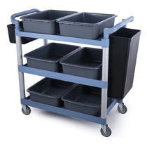 Three-story trolley multi-purpose large and small hotel restaurant dining car delivery food collection car plastic bowl car