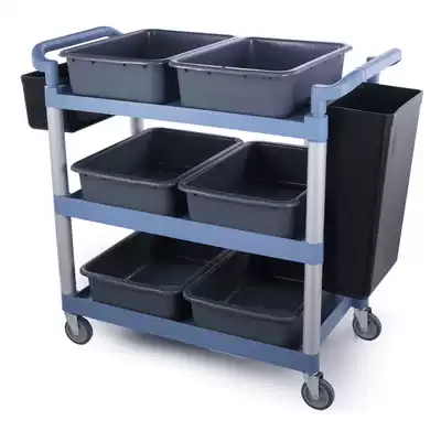 Three-layer trolley Multi-purpose large and small hotel dining room dining car Food delivery dining car Plastic bowl car lower bar car