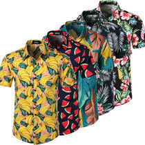 5 Style mens Hawaiian Beach Shirt Floral Fruit Print Shirt