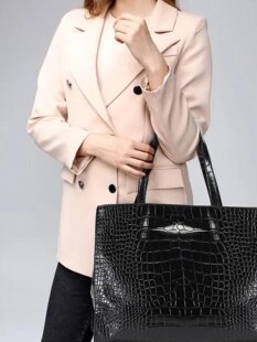 Оригинальная черная кожаная портативная большая сумка на одно плечо, Россия, принт, из натуральной кожи